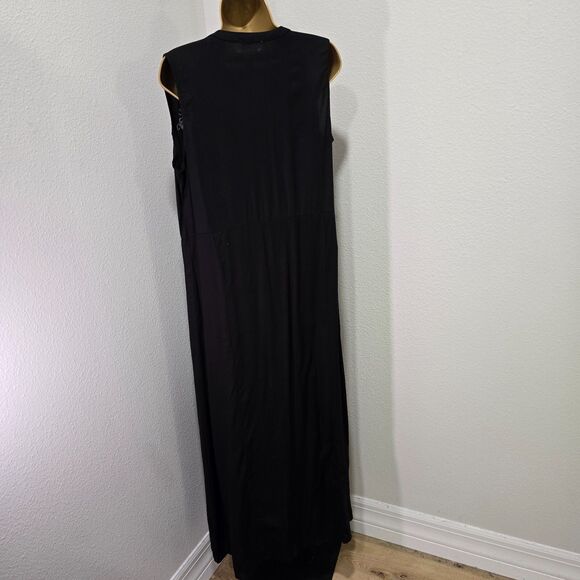 Cottage Goth Whimsigoth Fairy Black White Embroidered Maxi Dress Womens M Party - Picture 4 of 7